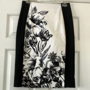 WHBM Floral Black and White Skirt
